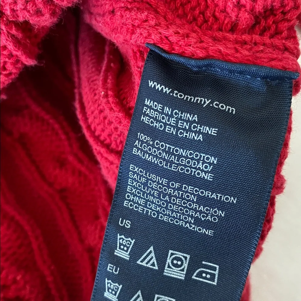 Tommy Hilfiger Cable Knit Red Turtleneck Sweater - Picture 5 of 5